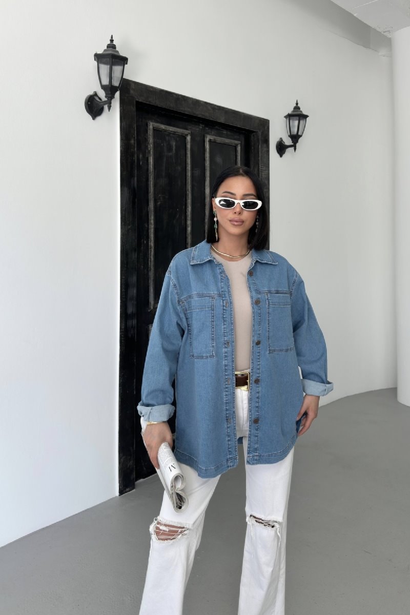 Cămașă Denim cu Buzunare 6097