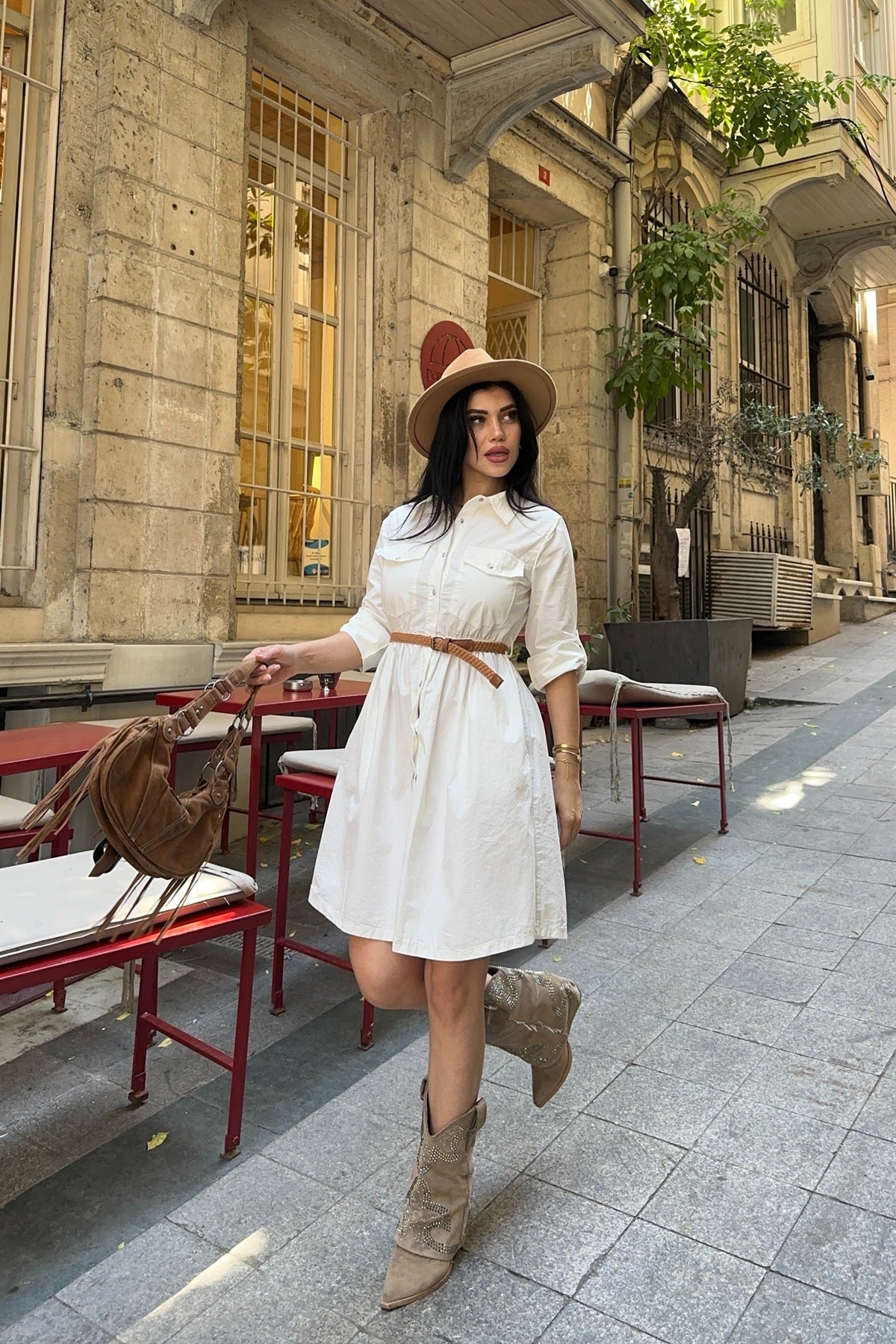 Rochie Denim Scurta cu Detaliu Plegat 3040