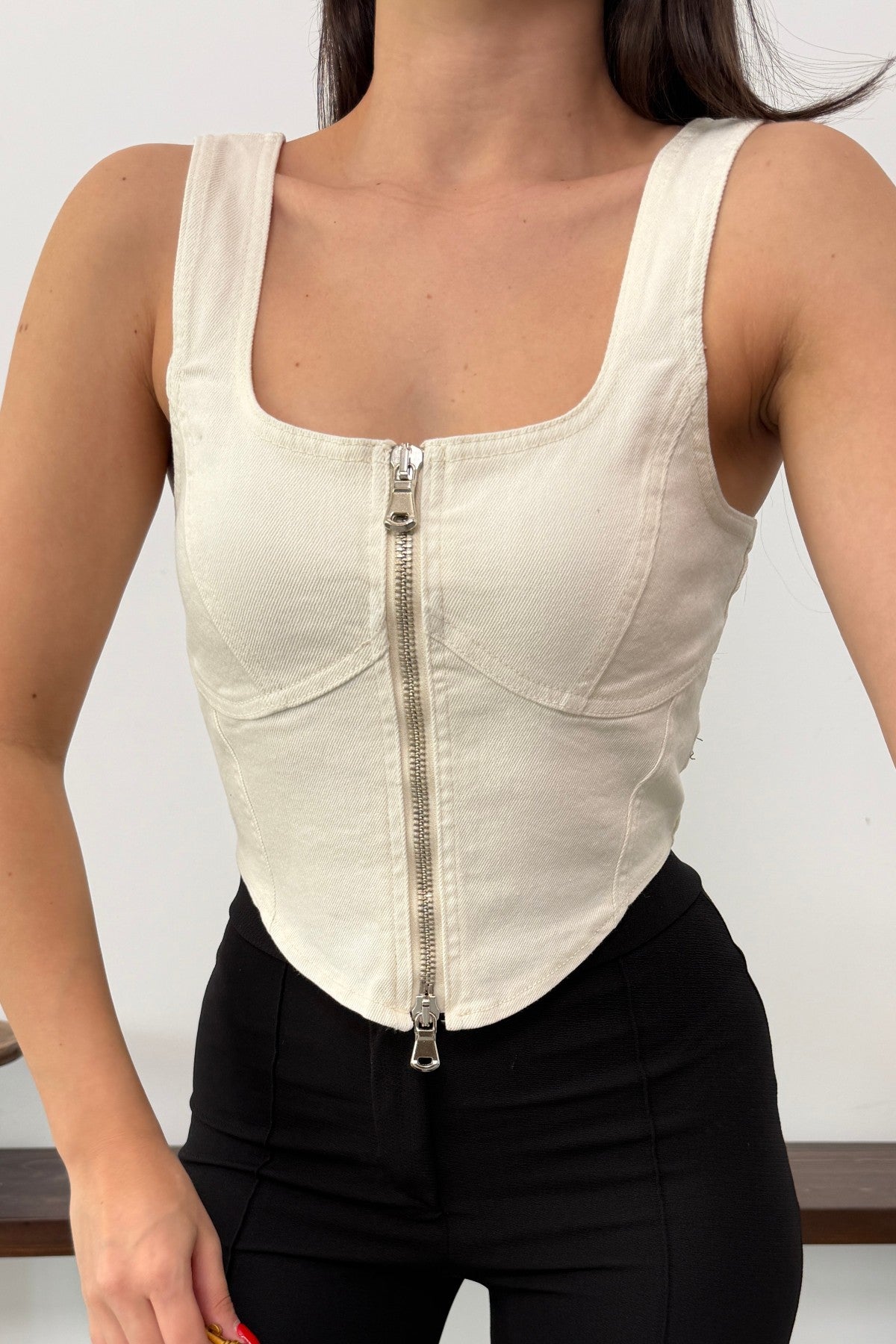 Bustier Denim cu Fermoar 411