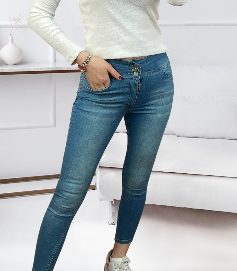 Blugi din lycra cu talie înaltă, 5239