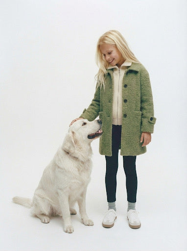 Kız ve Erkek Çocuk Kaşe Mont | Cepli ve Düğmeli | 9–15 Yaş | RG Brand | RG3319 - HAKİ