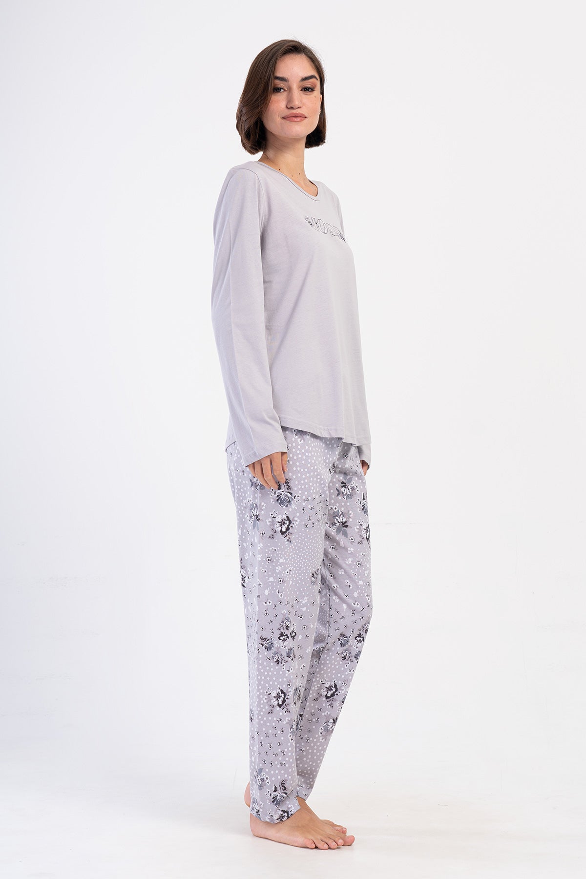 SET PIJAMALE FEMEI P.SUPREM XXL CU GAT ROTUND SI MANECA LUNGA SI TIV OVAL - DESIGN