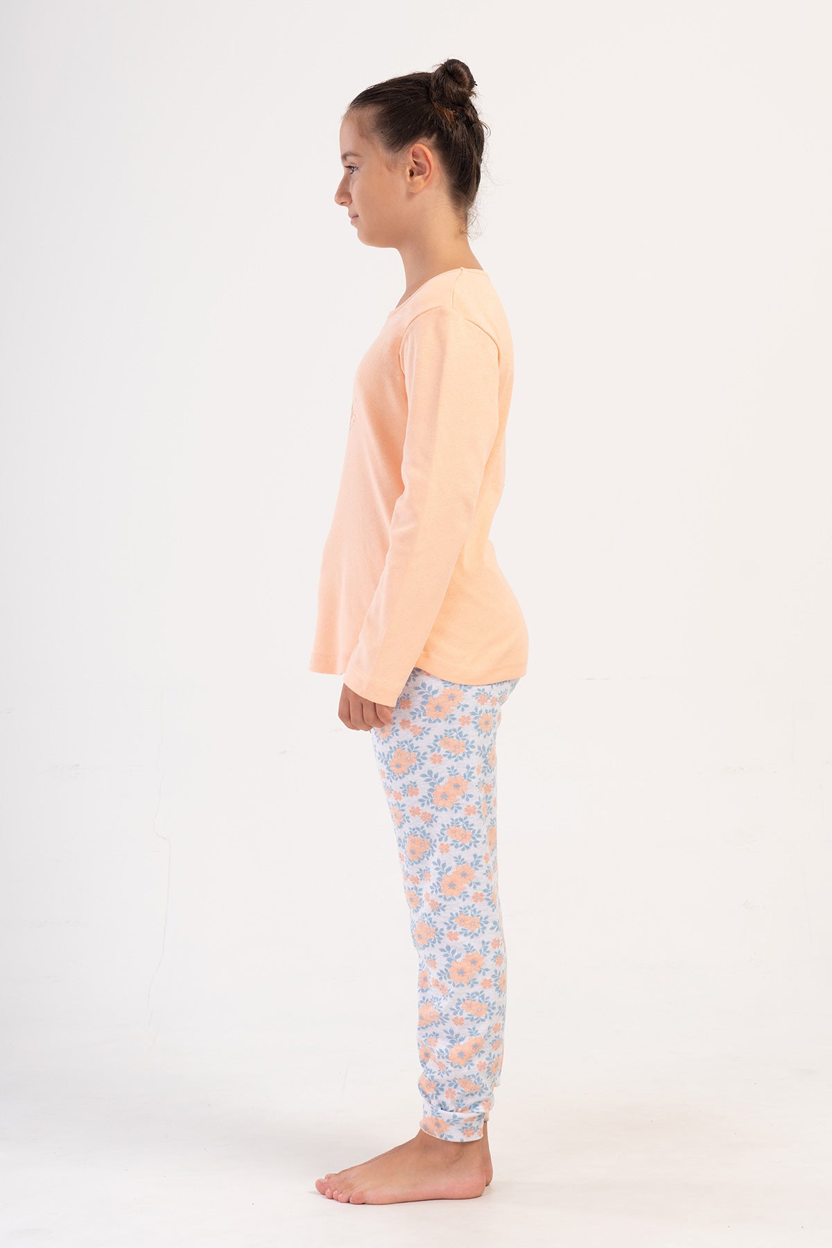 SET PIJAMA FETE CU MÂNECĂ LUNGĂ, GULER ROTUND ȘI BORDURĂ OVALĂ INTERLOCK (1-2/5-6) - BABY PINK
