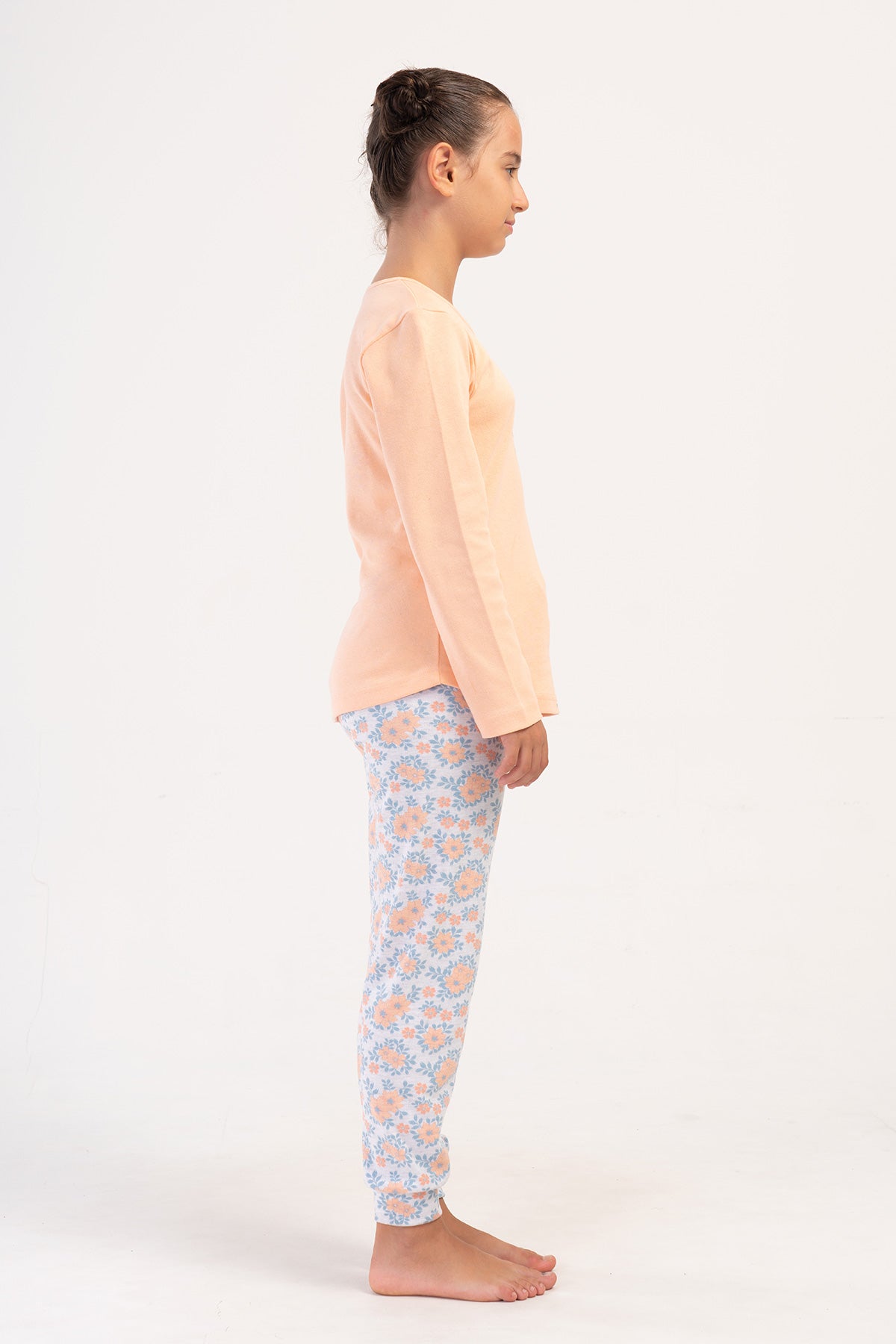 SET PIJAMA FETE CU MÂNECĂ LUNGĂ, GULER ROTUND ȘI BORDURĂ OVALĂ INTERLOCK (1-2/5-6) - BABY PINK