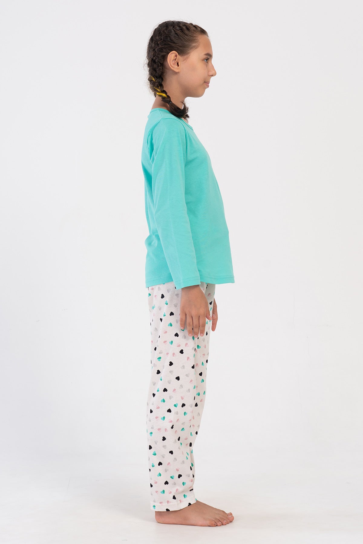 SET PIJAMALE FATA P.SUPREM GUL LA BAZA GATULUI MANECA LUNGA FUSTA OVALA (9-10/15-16) - MENTA