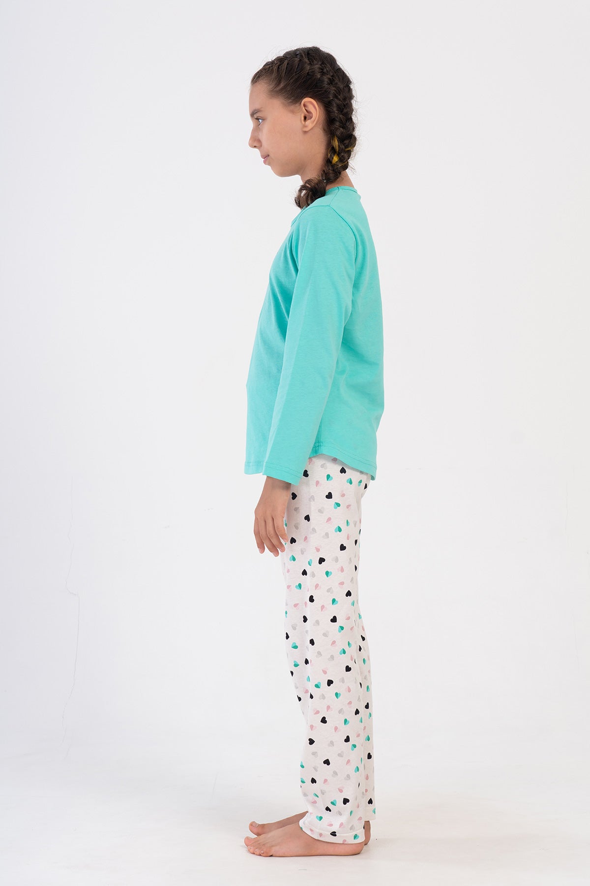 SET PIJAMALE FATA P.SUPREM GUL LA BAZA GATULUI MANECA LUNGA FUSTA OVALA (9-10/15-16) - MENTA