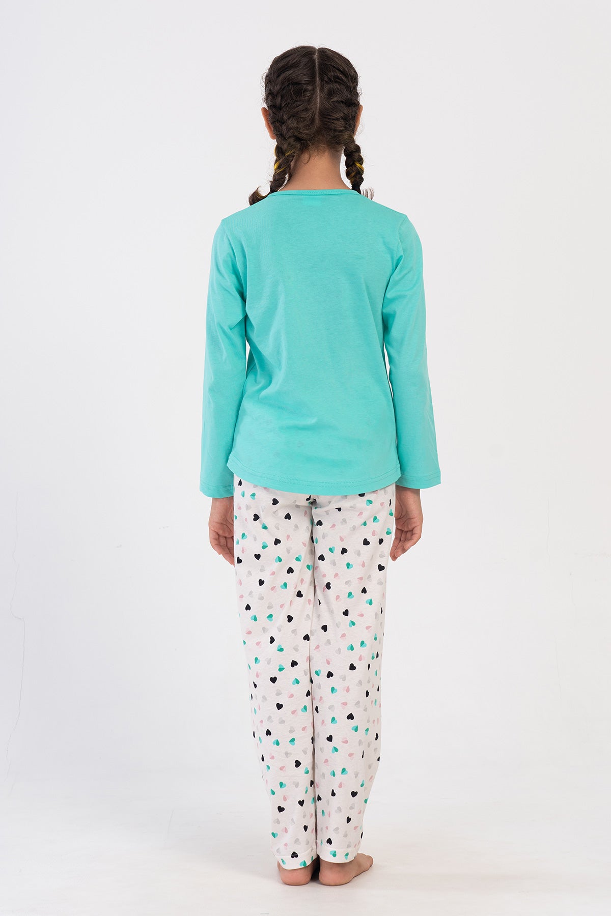 SET PIJAMALE FATA P.SUPREM GUL LA BAZA GATULUI MANECA LUNGA FUSTA OVALA (9-10/15-16) - MENTA