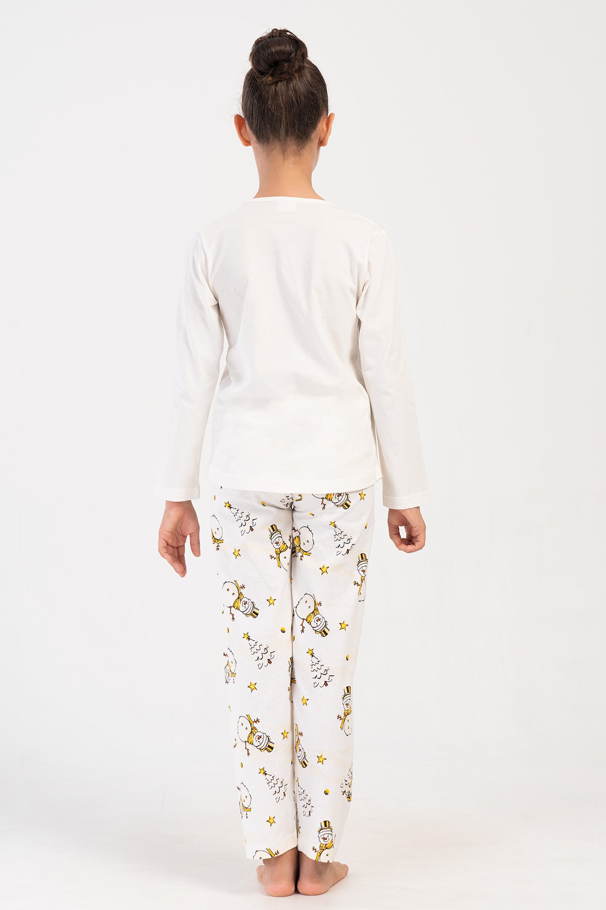 SET PIJAMA FETE, GULER ROTUND, MANECA LUNGA, TAIETURA OVALA (9-10/15-16) - CREM