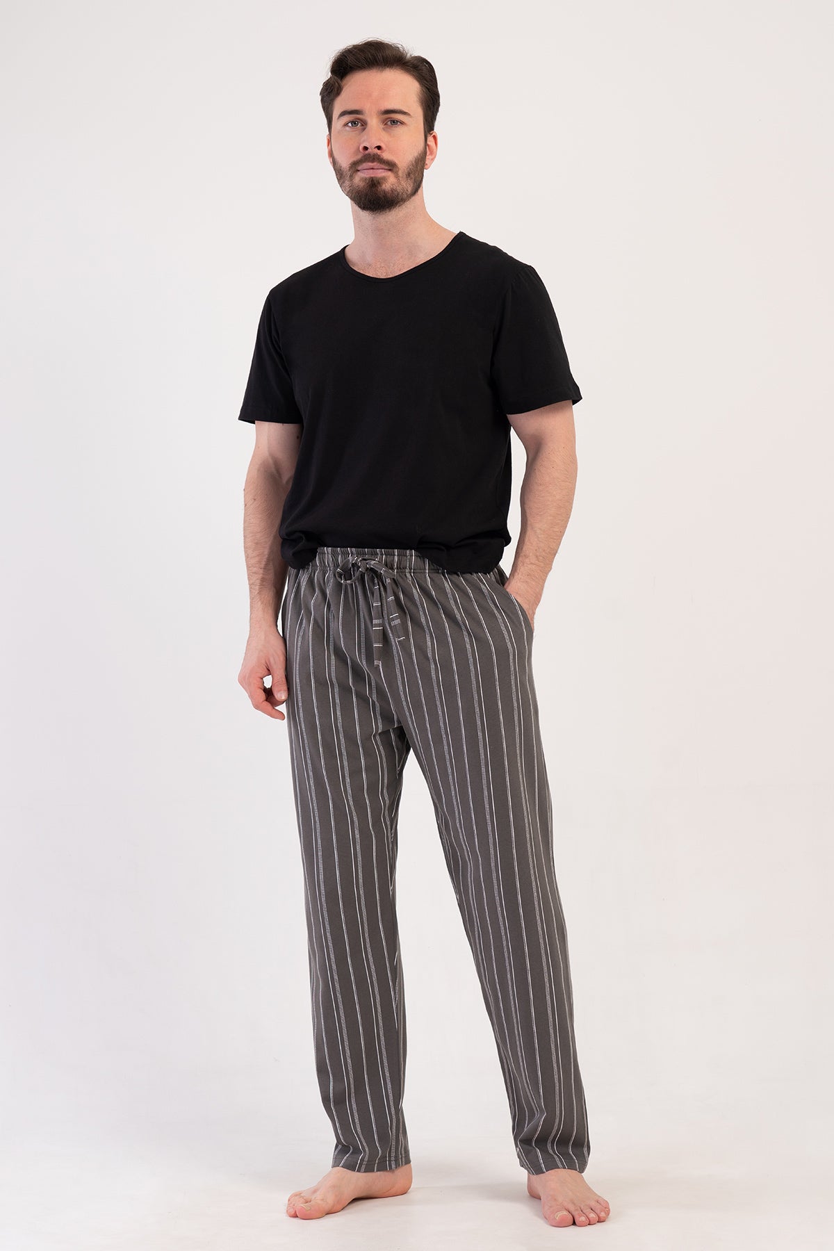 Cepli Erkek Penye Süprem Xxl Tek Alt Pijama - Füme