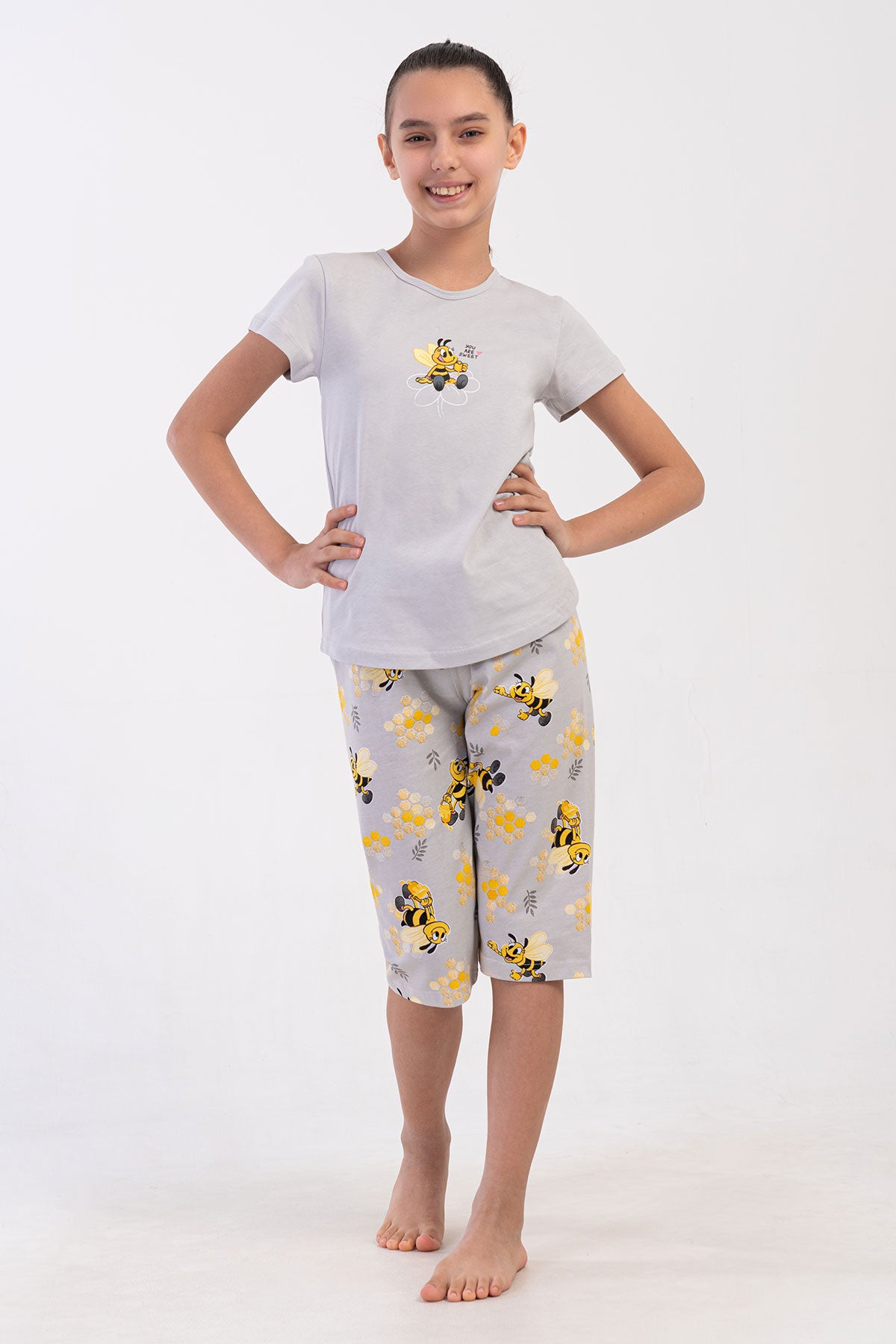 COSTUM FETE P.SUPREM GÂT ROTUND MÂNECĂ SCURTĂ CU FUSTĂ OVALĂ CAPRI (7-8/13-14) - GRI