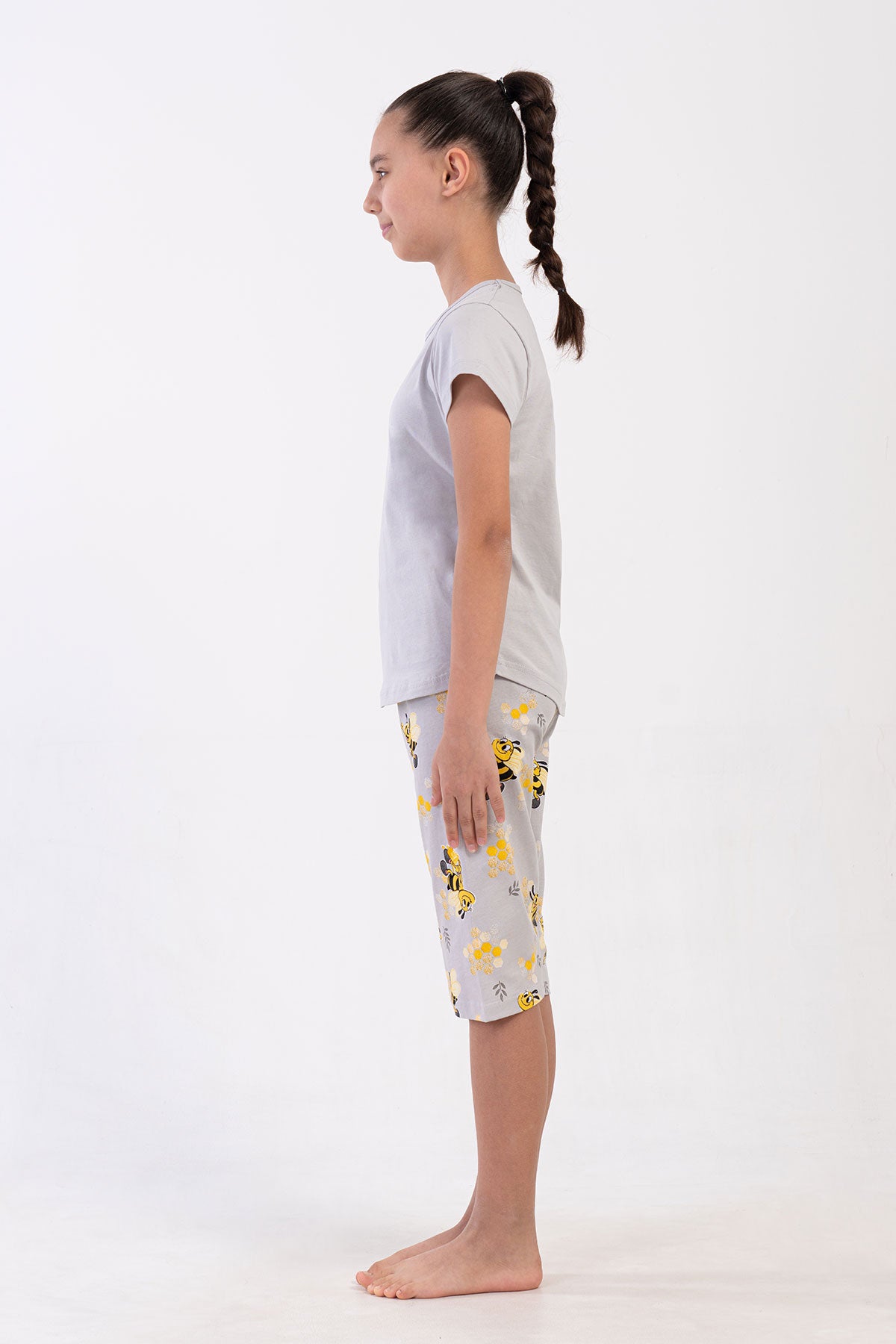COSTUM FETE P.SUPREM GÂT ROTUND MÂNECĂ SCURTĂ CU FUSTĂ OVALĂ CAPRI (7-8/13-14) - GRI