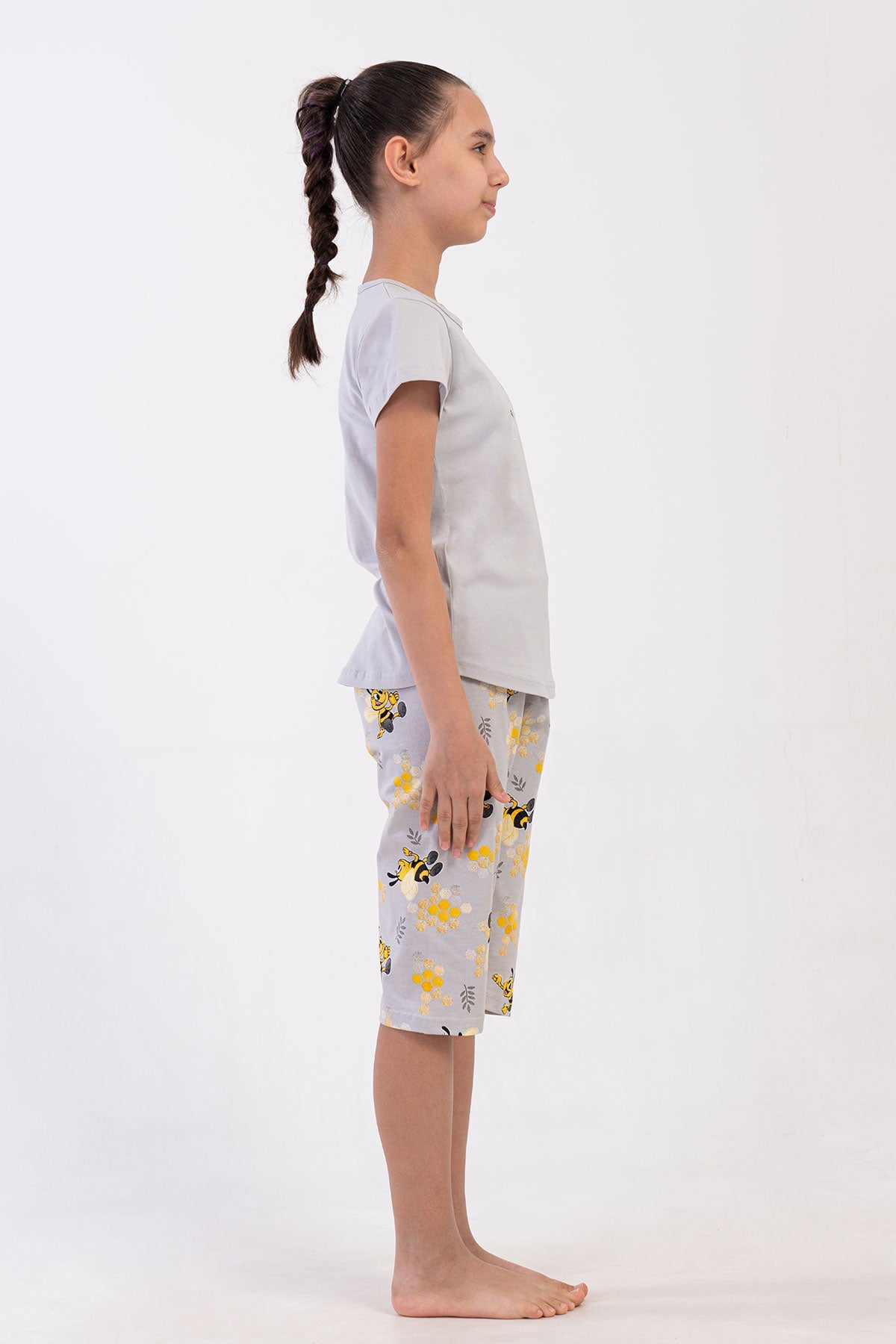 COSTUM FETE P.SUPREM GÂT ROTUND MÂNECĂ SCURTĂ CU FUSTĂ OVALĂ CAPRI (7-8/13-14) - GRI