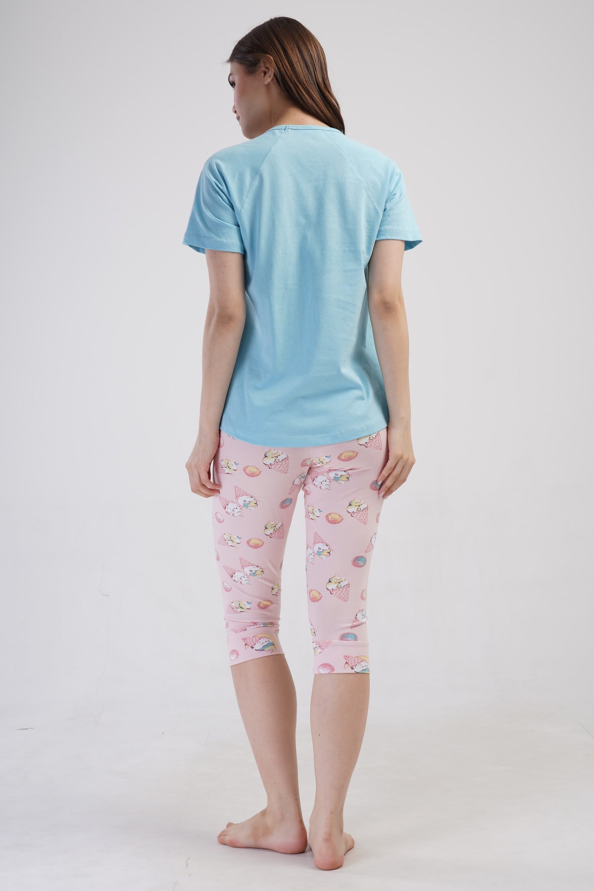 COSTUM CAPRI DAMĂ LYC SUPREM, GÂT ROTUND, MÂNECĂ SCURTĂ RAGLAN, TIV OVAL ȘI MANȘETE - BLUE ATOLL