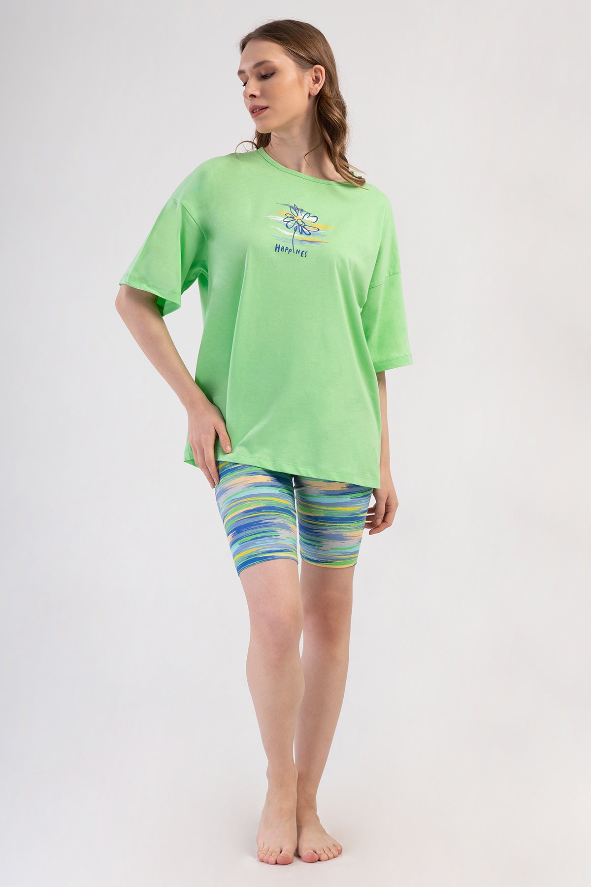 SET BICICLETĂ Femei LYC SUPREM DEEP, Gât rotund, Umeri Căzuți, Mânecă Scurtă - VERDE