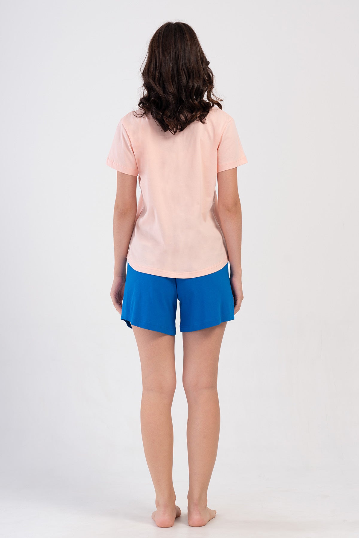 WOMEN'S P.SUPREM O-NECK SHORT SLEEVE SKIRT OVAL SORTS SUIT - SOFT PINK
