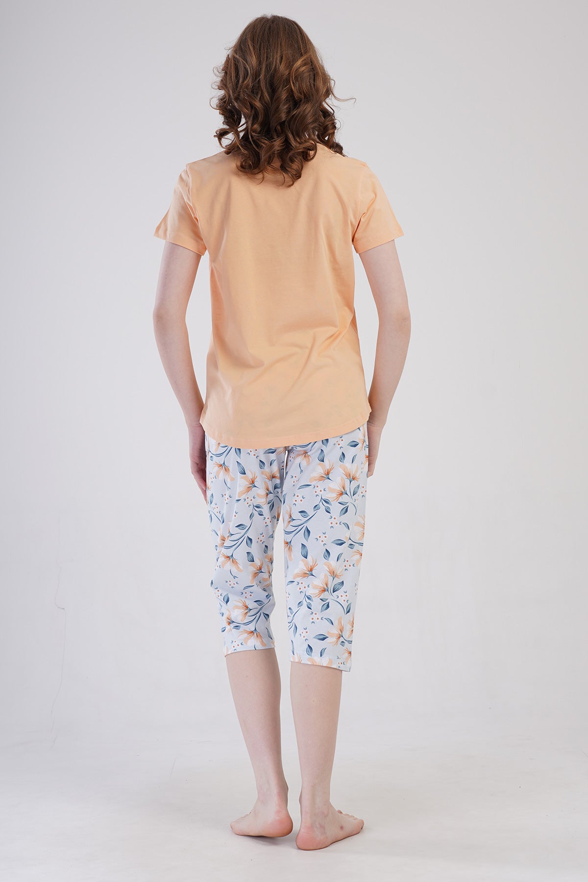 SET DE PANTALONI CAPRI CU DECOLTEU ROTUND ȘI MÂNECĂ SCURTĂ, TIV OVAL FEMEI P.SUPREM - ROZ SOFT