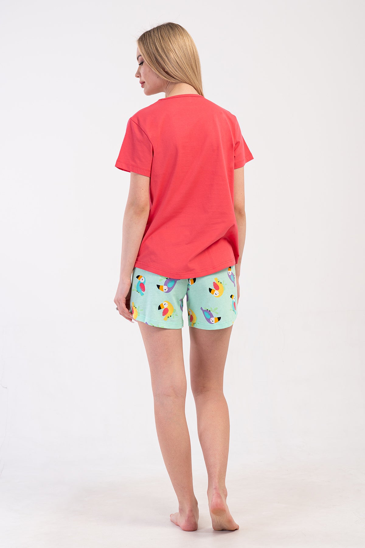 FEMEIE P.SUPREM DECOLTEU ROTUND MÂNECĂ SCURTĂ JUPE OVALĂ COSTUM PANTALONI SCURȚI - FUCHSIA