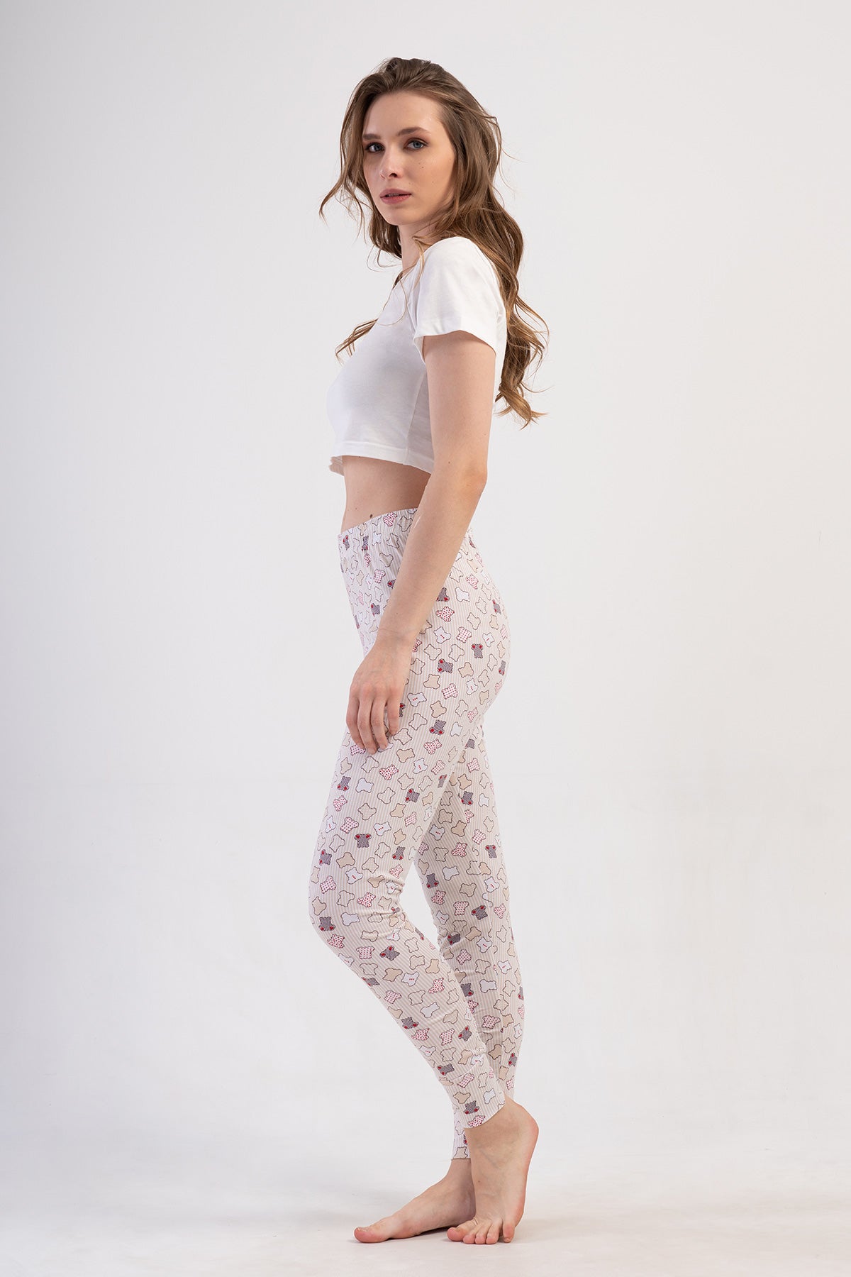 COLANȚ PANTALON PIJAMA DAMA LYC SUPREM, CU MANȘETĂ SIMPLĂ - BEJ
