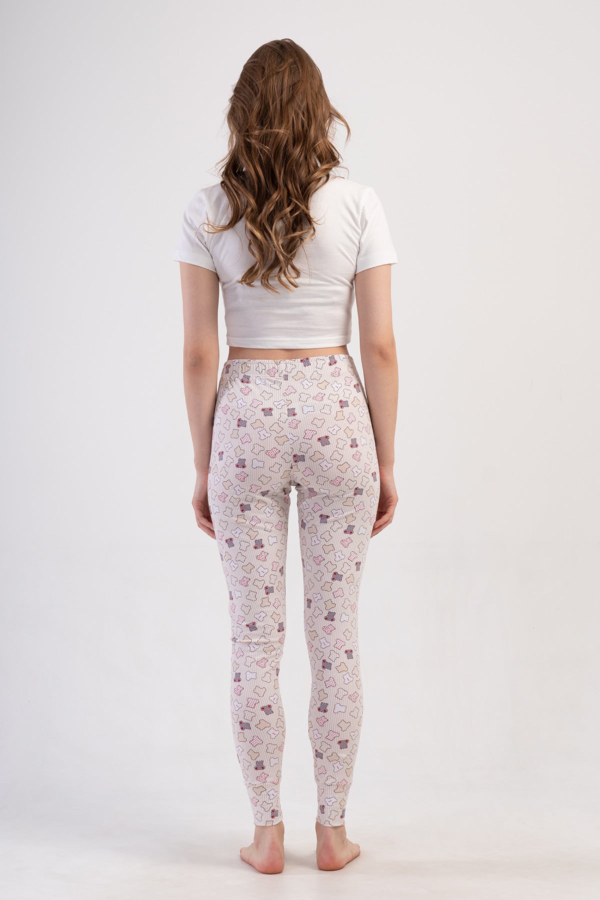 COLANȚ PANTALON PIJAMA DAMA LYC SUPREM, CU MANȘETĂ SIMPLĂ - BEJ