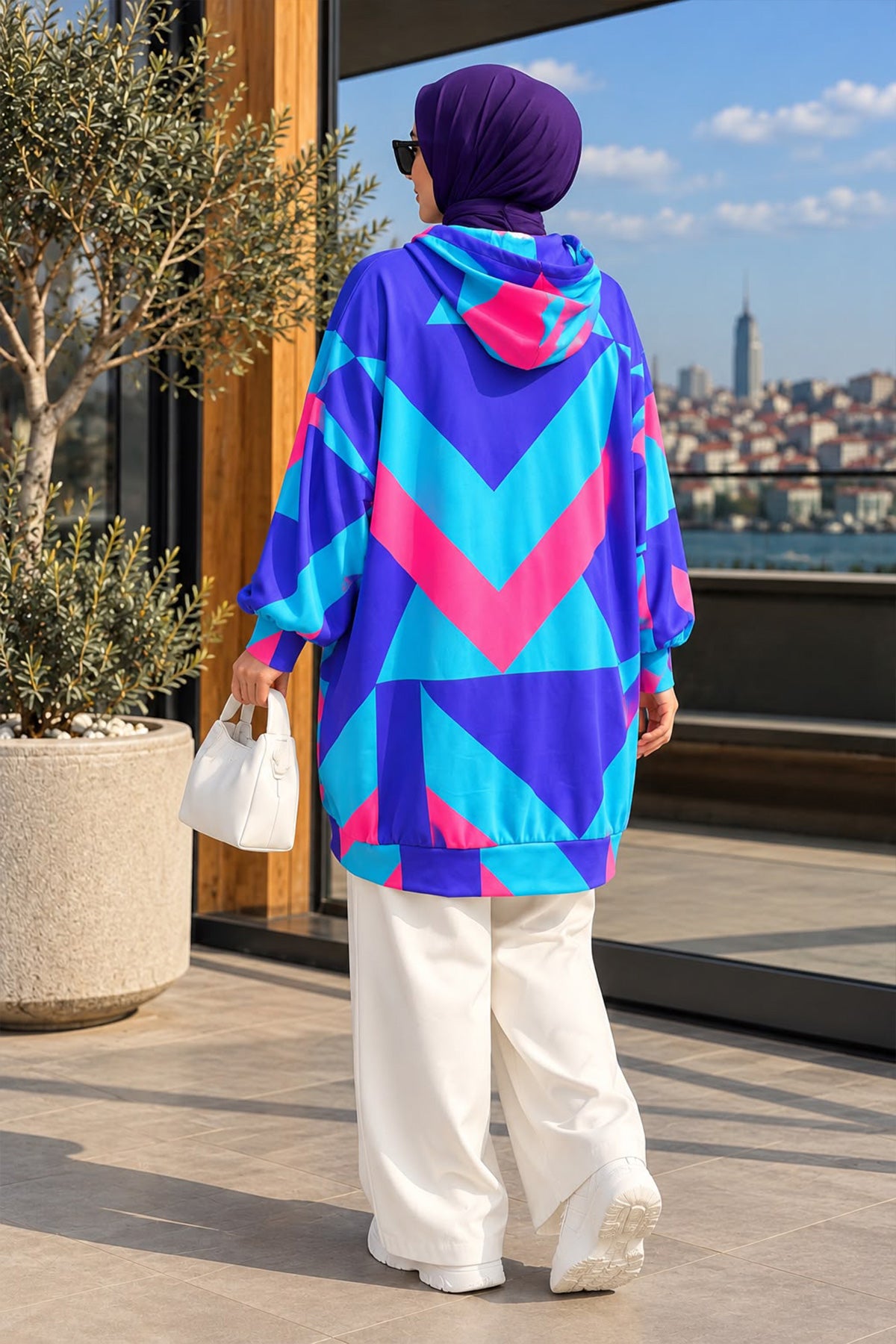4125 Oversize Sweat Elbise - Saks