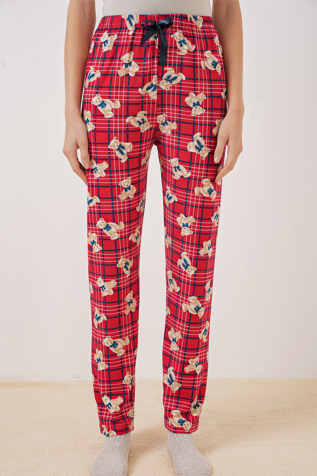 Desenli Pijama Altı - Kırmızı
