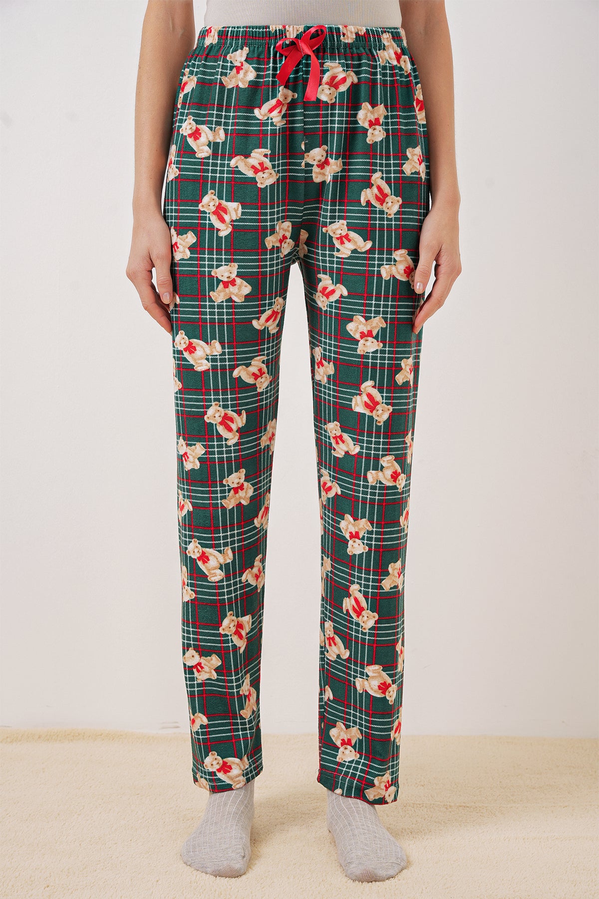 4323 Pantaloni de Pijamă Decorați - Verde Smarald