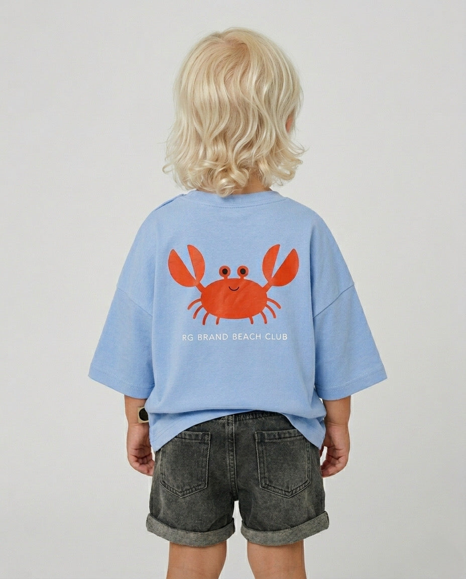 Bebek T-shirt | OH CRAB Baskılı | 6 Ay–4 Yaş | Sarı & Mavi | %100 Pamuk Yazlık | RG Brand | RG391 - MAVİ