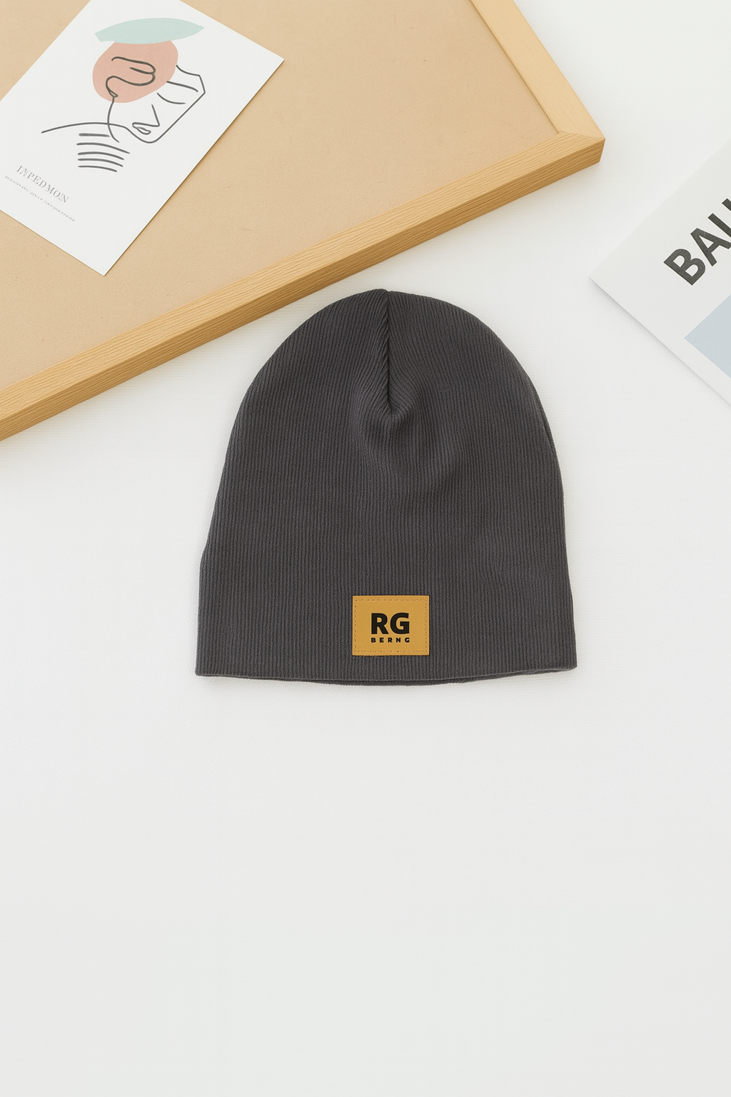 Yumuşak Etiket Detaylı Katlamalı Bere | RG Brand | 3–9 Yaş | RG1535 - HARDAL