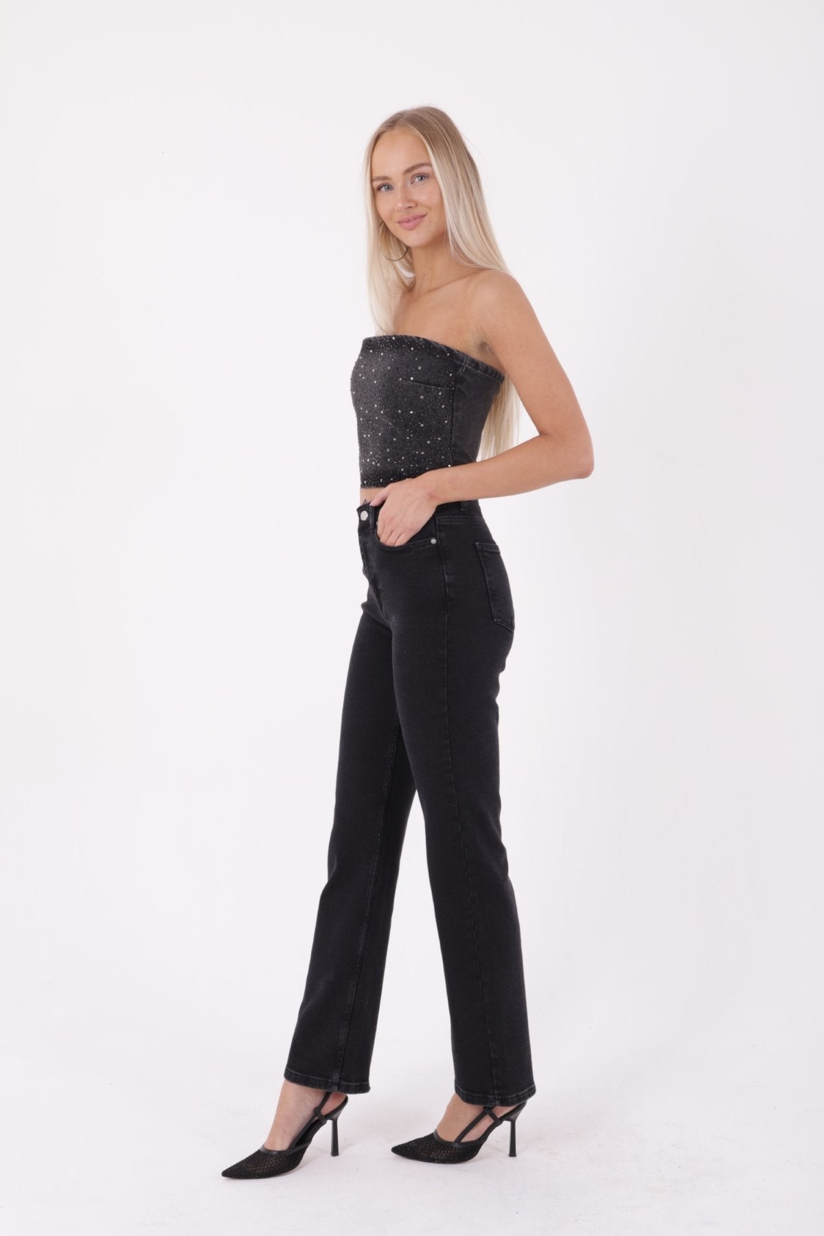 Blugi conici, cu cusături, cu picior relaxat, 7026