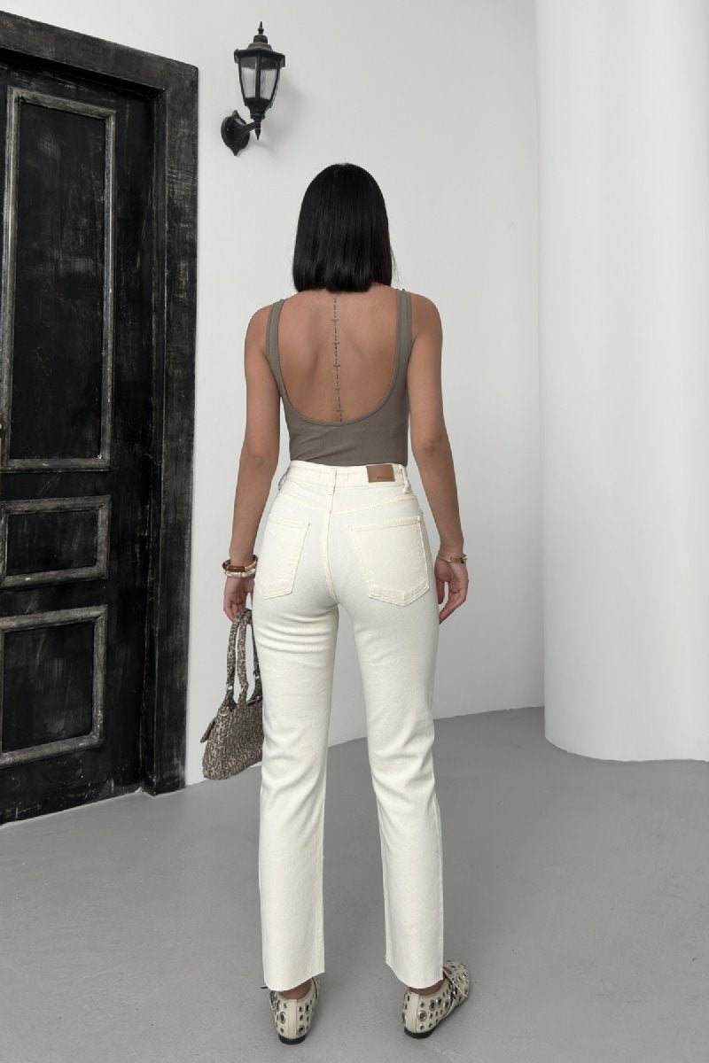Pantaloni Denim Mom Fit cu Crac fara Cusaturi 764