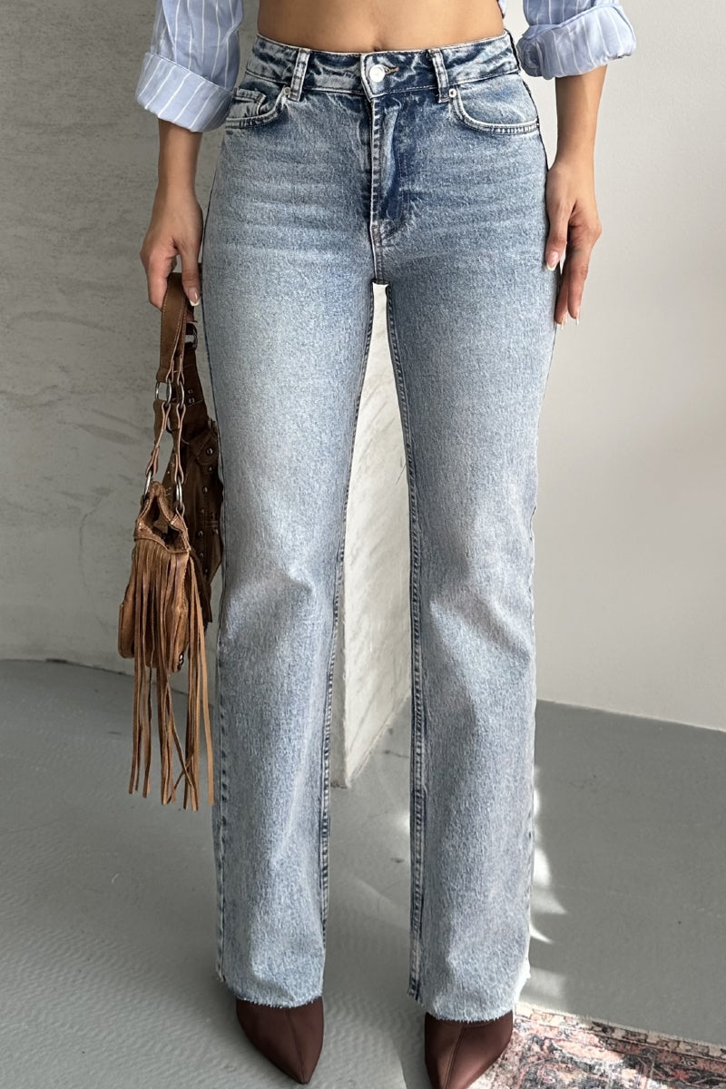 Pantalon Denim Tietura Picior Straight Fit 7114
