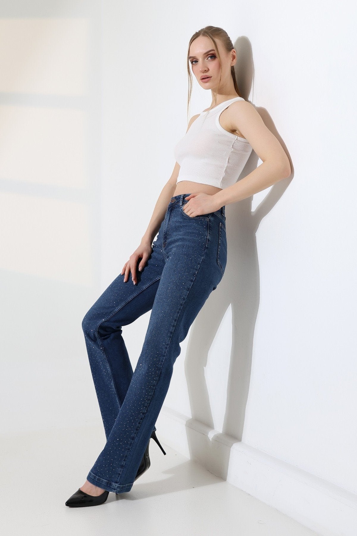 Serpme Taşlı Relax Kot Pantolon 7190