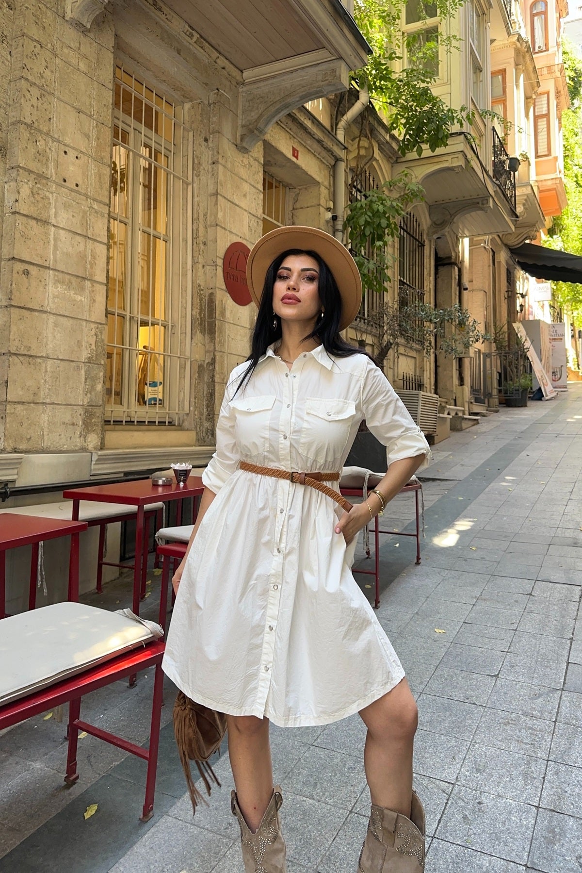 Rochie Denim Scurta cu Detaliu Plegat 3040