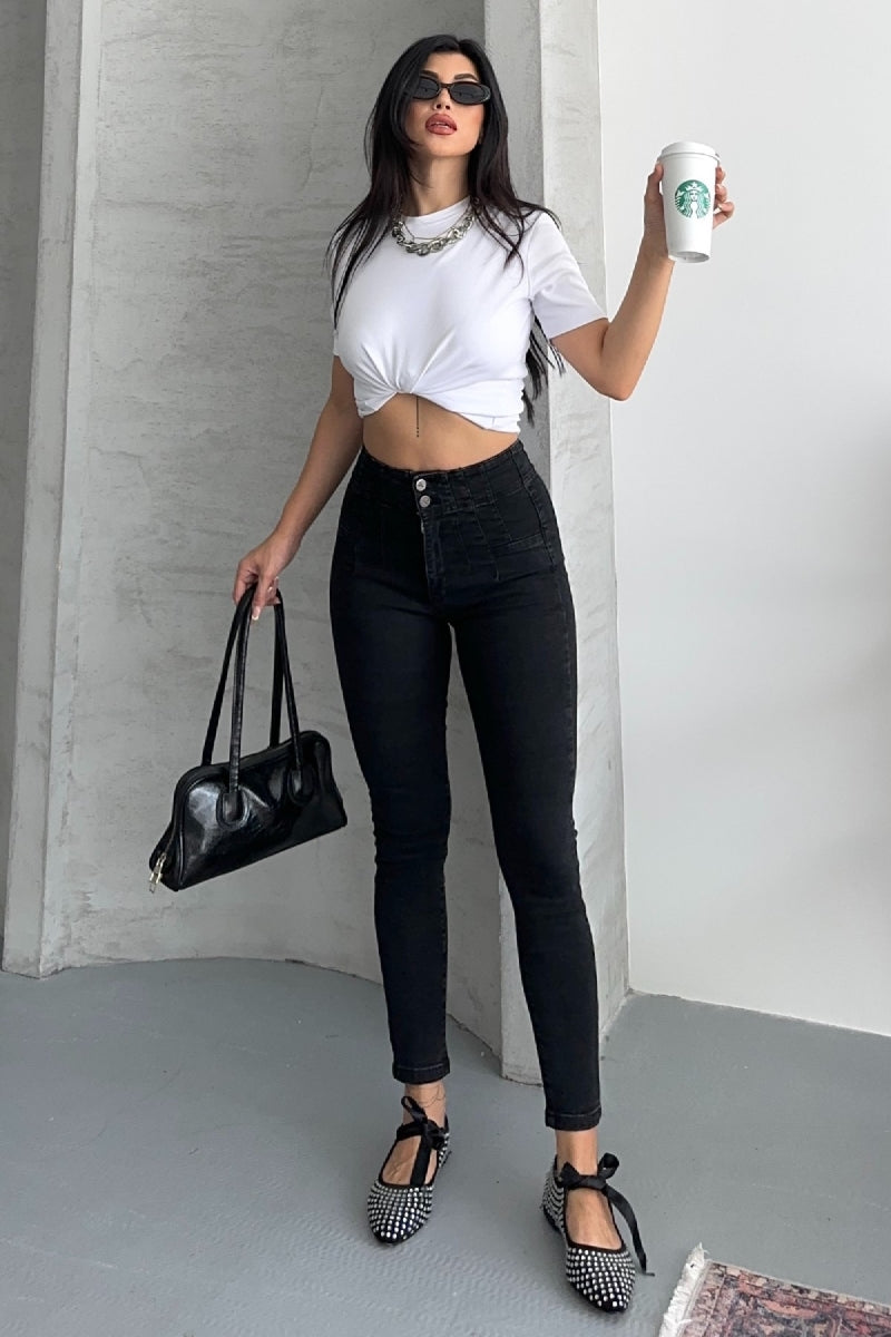 Blugi skinny cu dungi 7053