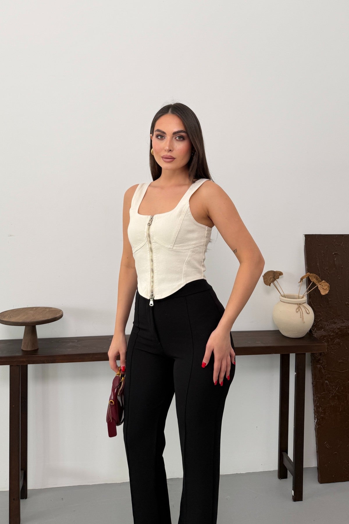 Bustier Denim cu Fermoar 411