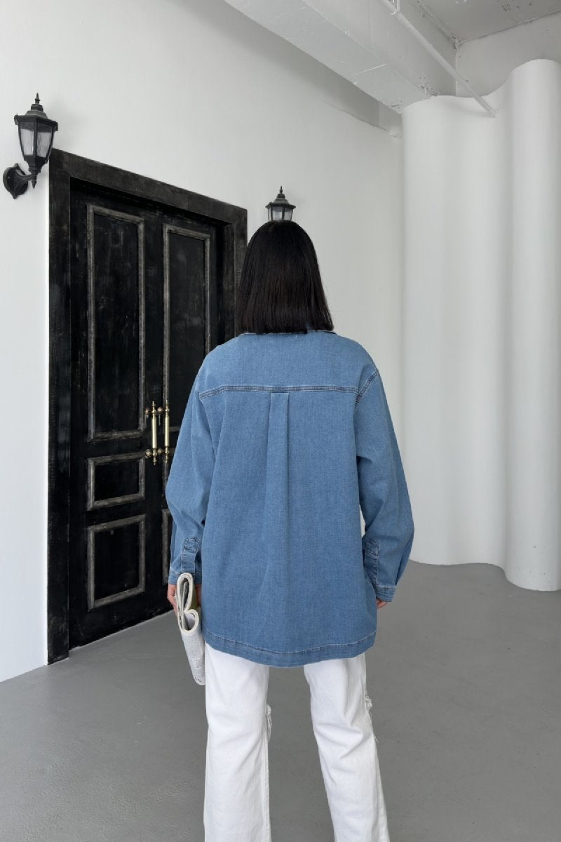 Cămașă Denim cu Buzunare 6097