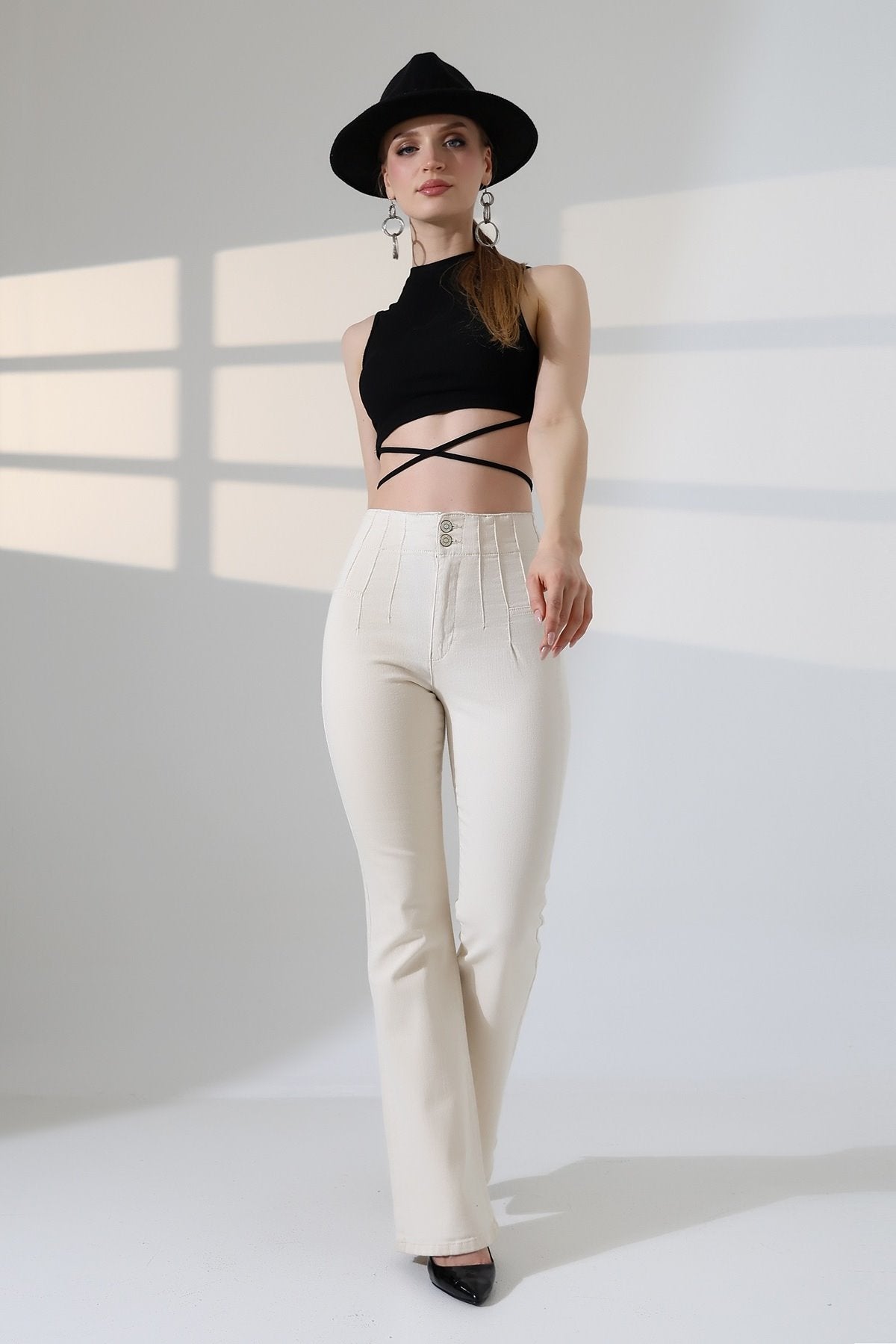 Pantalon Denim Spaniole cu Pliseu 7021
