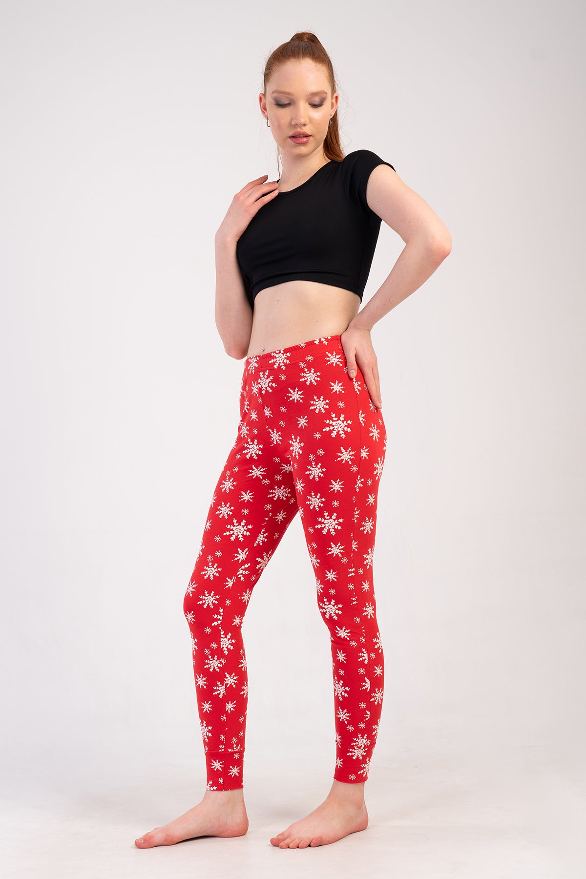 Pijama pantalon de damă, tip colan, din lycra, cu manșetă - ROȘU NOU