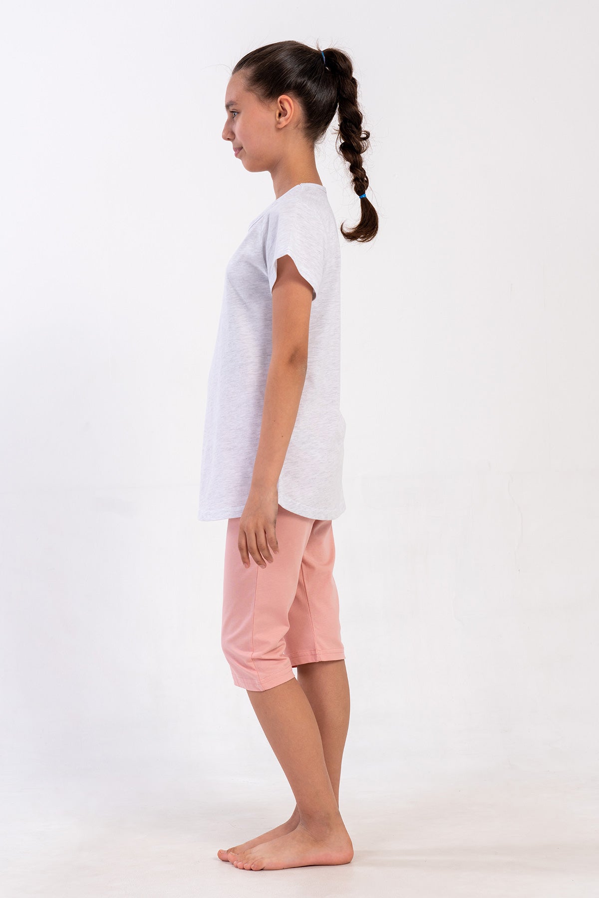 FETIȚE P.SUPREM GÂT ROTUND MÂNECĂ SCURTĂ FUSTĂ OVALĂ COSTUM CAPRI (5-6/11-12) - BABY PINK