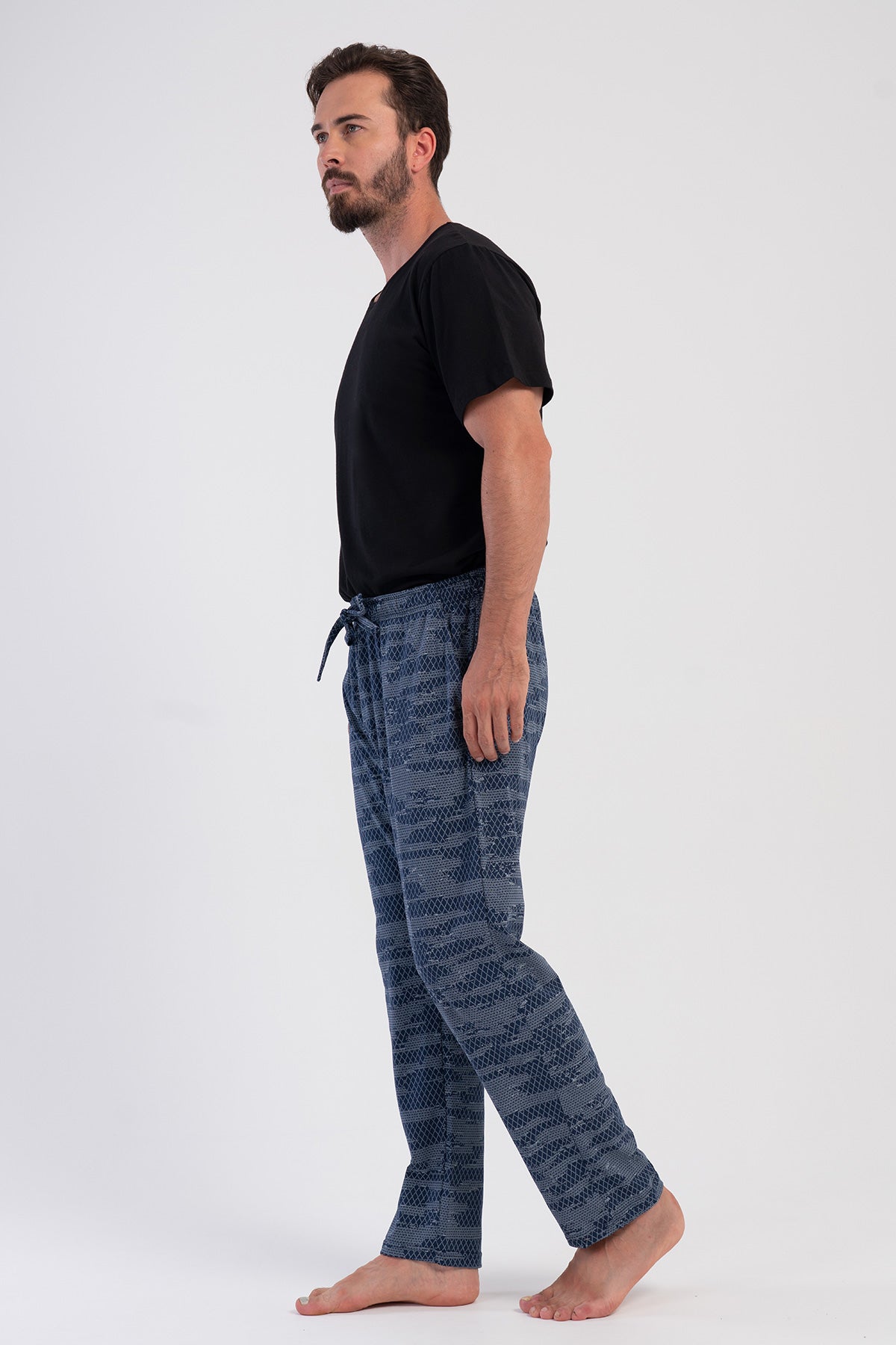 PANTALONI DE PIJAMALE DE BĂRBAȚI CU BUZUNARE SUPREM XXL SINGLE - ALBASTRU ÎNCHIS