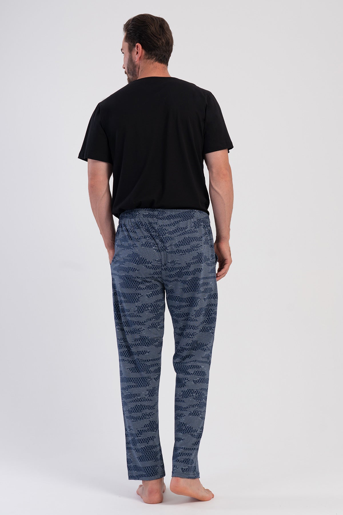 PANTALONI DE PIJAMALE DE BĂRBAȚI CU BUZUNARE SUPREM XXL SINGLE - ALBASTRU ÎNCHIS
