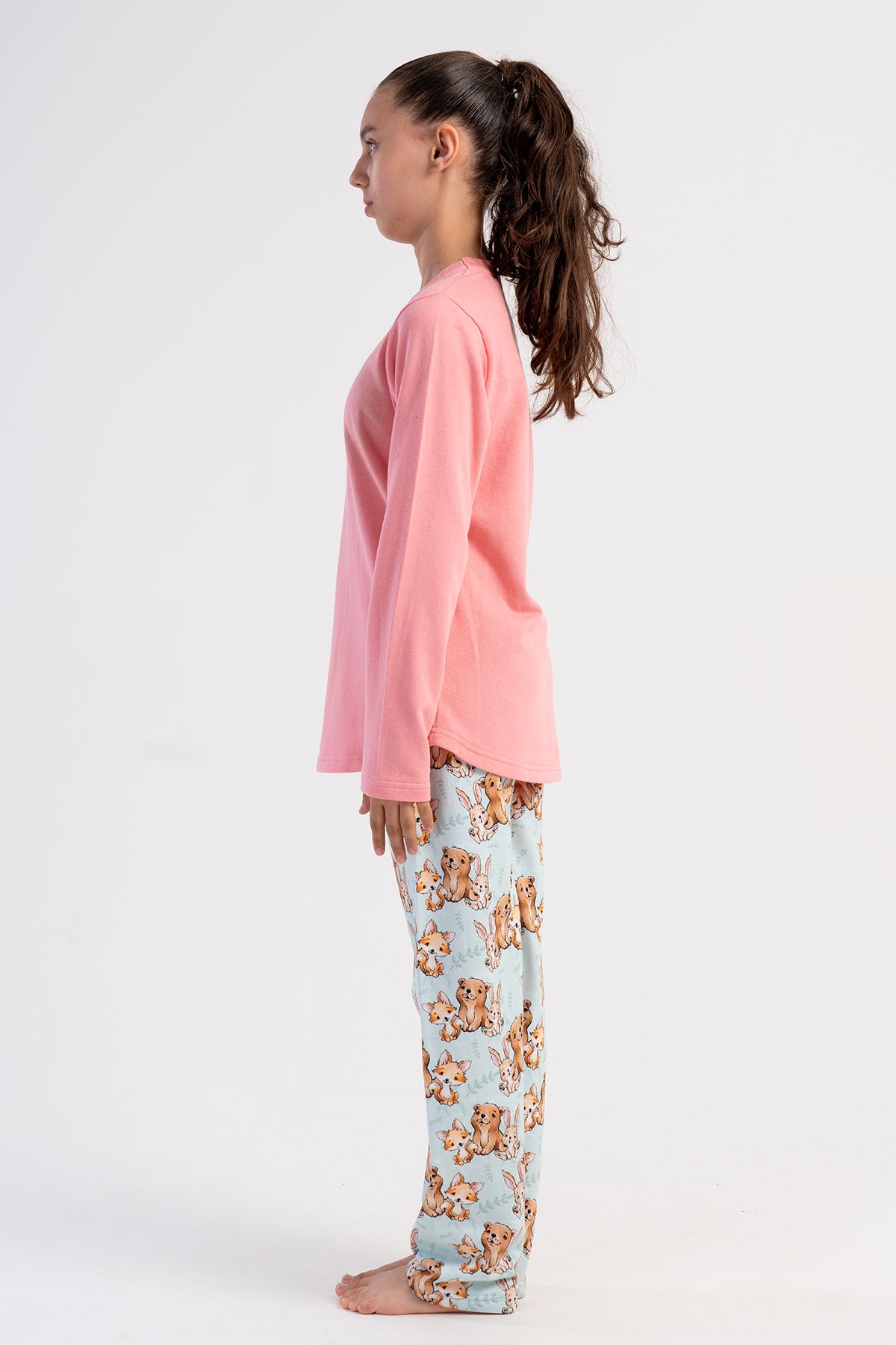 SET PIJAMALE FETE 2 FIRE GUL ROTUND MANECA LUNGA TIV OVAL (7-8/13-14) - ROZ