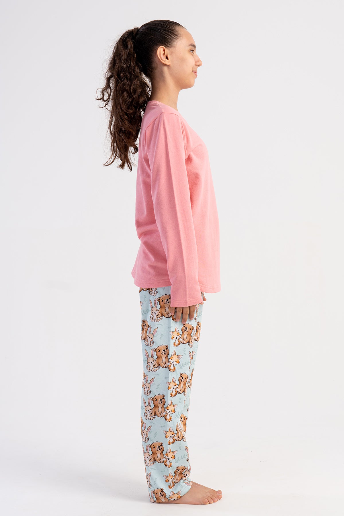 SET PIJAMALE FETE 2 FIRE GUL ROTUND MANECA LUNGA TIV OVAL (7-8/13-14) - ROZ