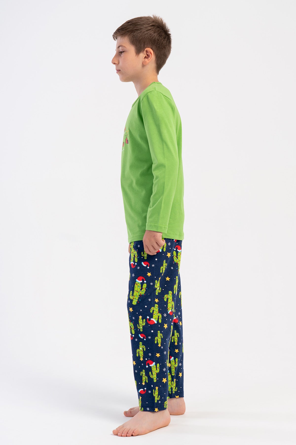 SET PIJAMALE PENTRU BĂIEȚI, GULER ROTUND, MÂNECĂ LUNGĂ, P.SUPREM (5-6/13-14) - VERDE ÎNCHIS