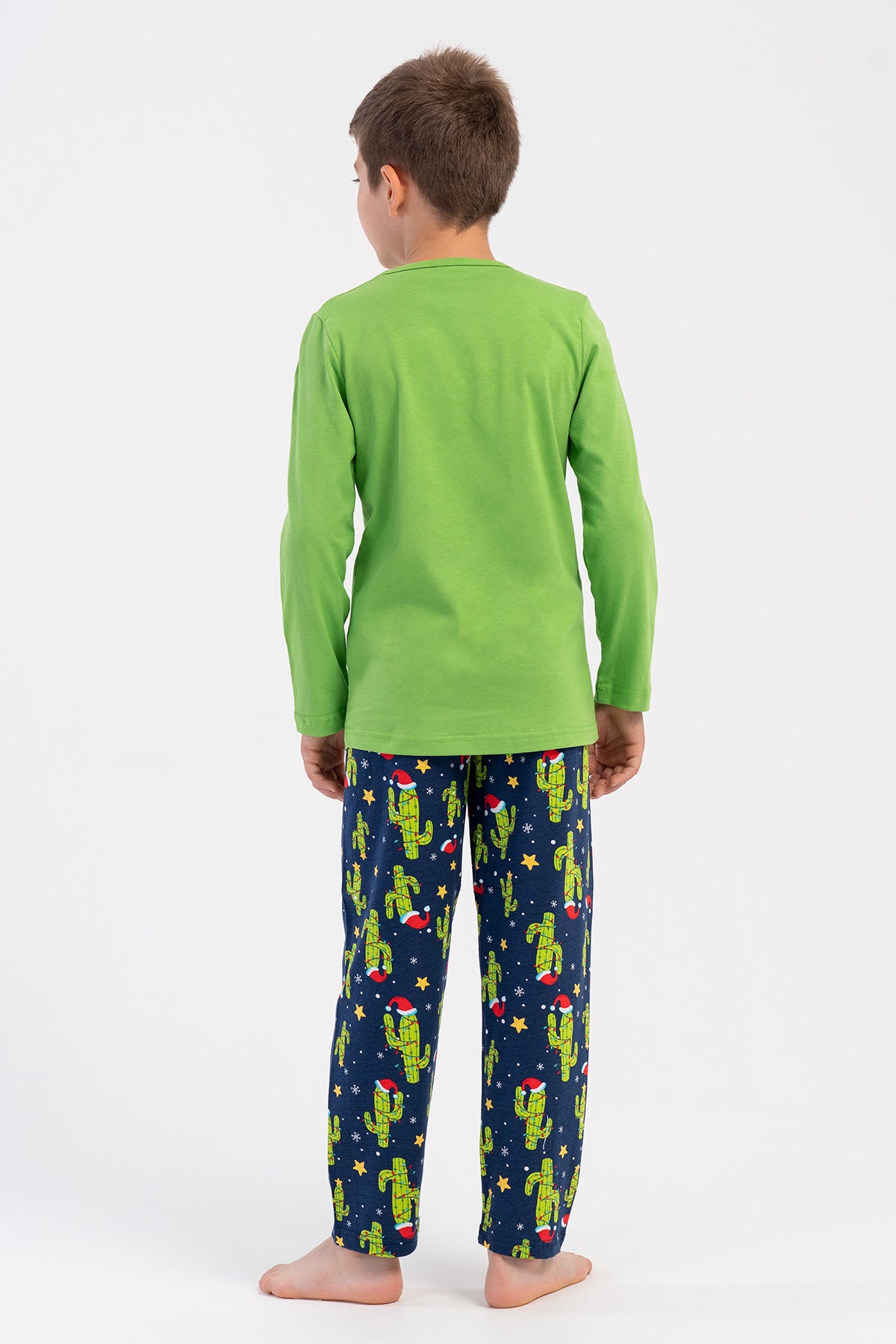 SET PIJAMALE PENTRU BĂIEȚI, GULER ROTUND, MÂNECĂ LUNGĂ, P.SUPREM (5-6/13-14) - VERDE ÎNCHIS