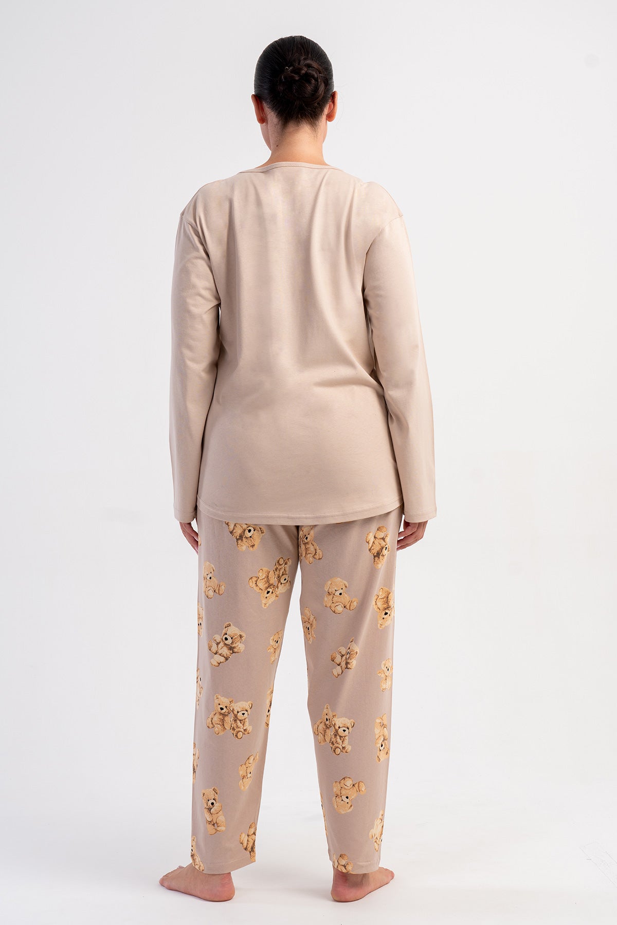 SET PIJAMALE DAMA P.SUPREM XXL, GULER ROTUND, MÂNECĂ LUNGĂ, TIV OVAL - ROZ DESCHIS