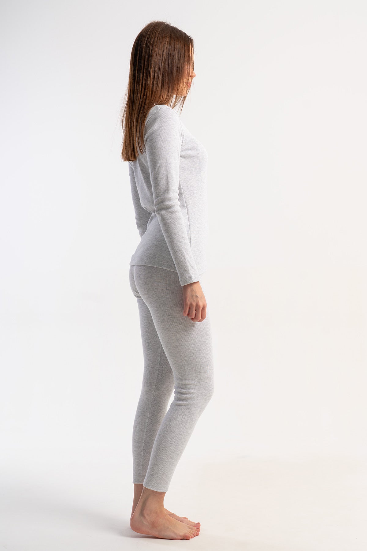 COSTUM TERMIC DAMĂ ÎNTREG, MÂNECĂ LUNGĂ, PANTALON LUNG - GRI ÎNCHIS