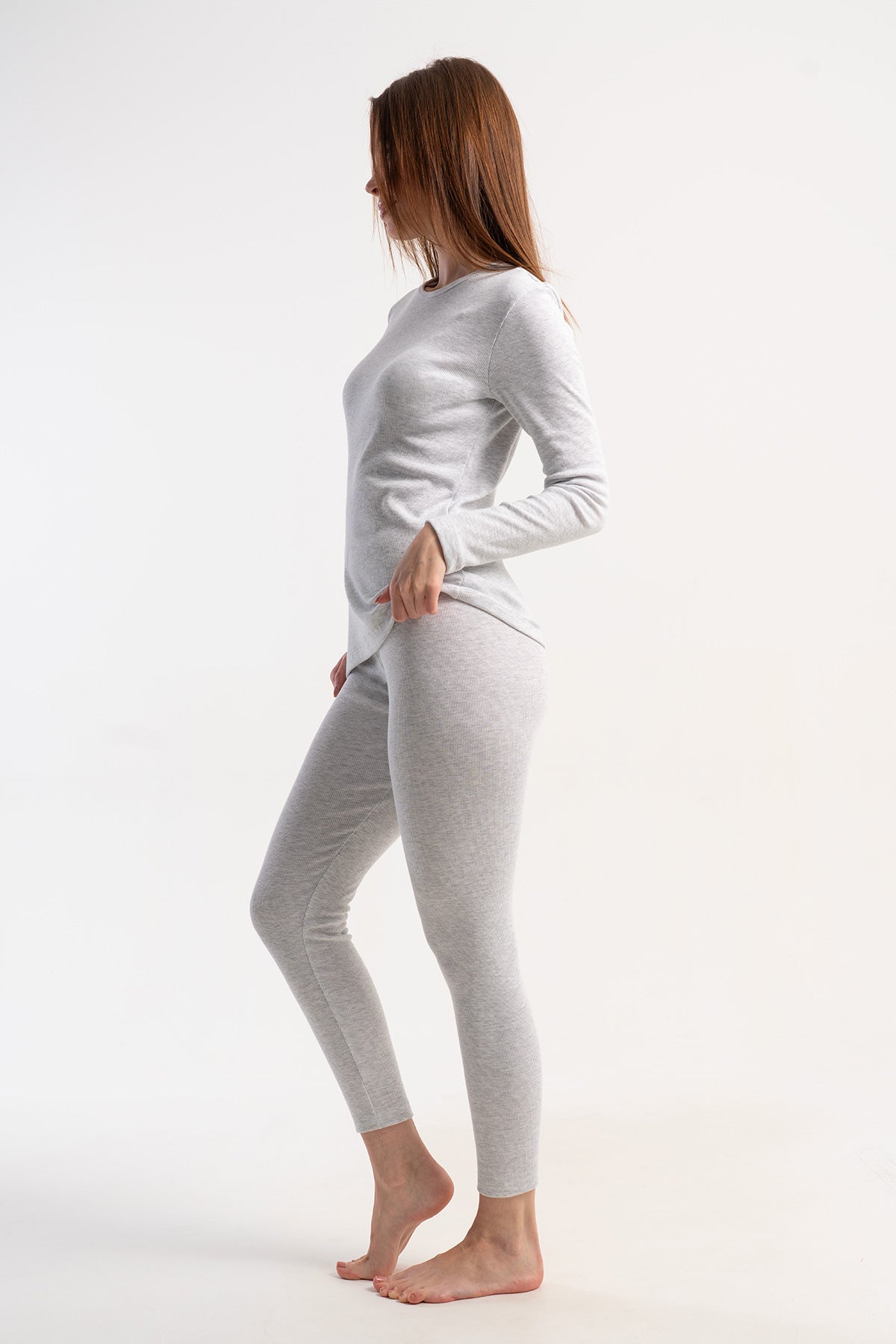 COSTUM TERMIC DAMĂ ÎNTREG, MÂNECĂ LUNGĂ, PANTALON LUNG - GRI ÎNCHIS