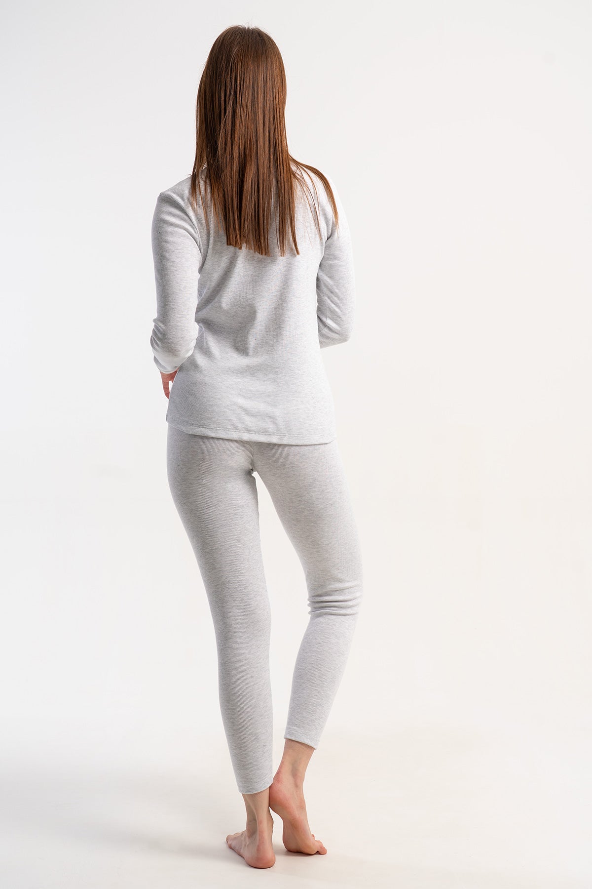 COSTUM TERMIC DAMĂ ÎNTREG, MÂNECĂ LUNGĂ, PANTALON LUNG - GRI ÎNCHIS