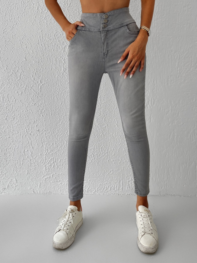 Yüksel Bel Likralı Kot Pantolon (Gri), 5404